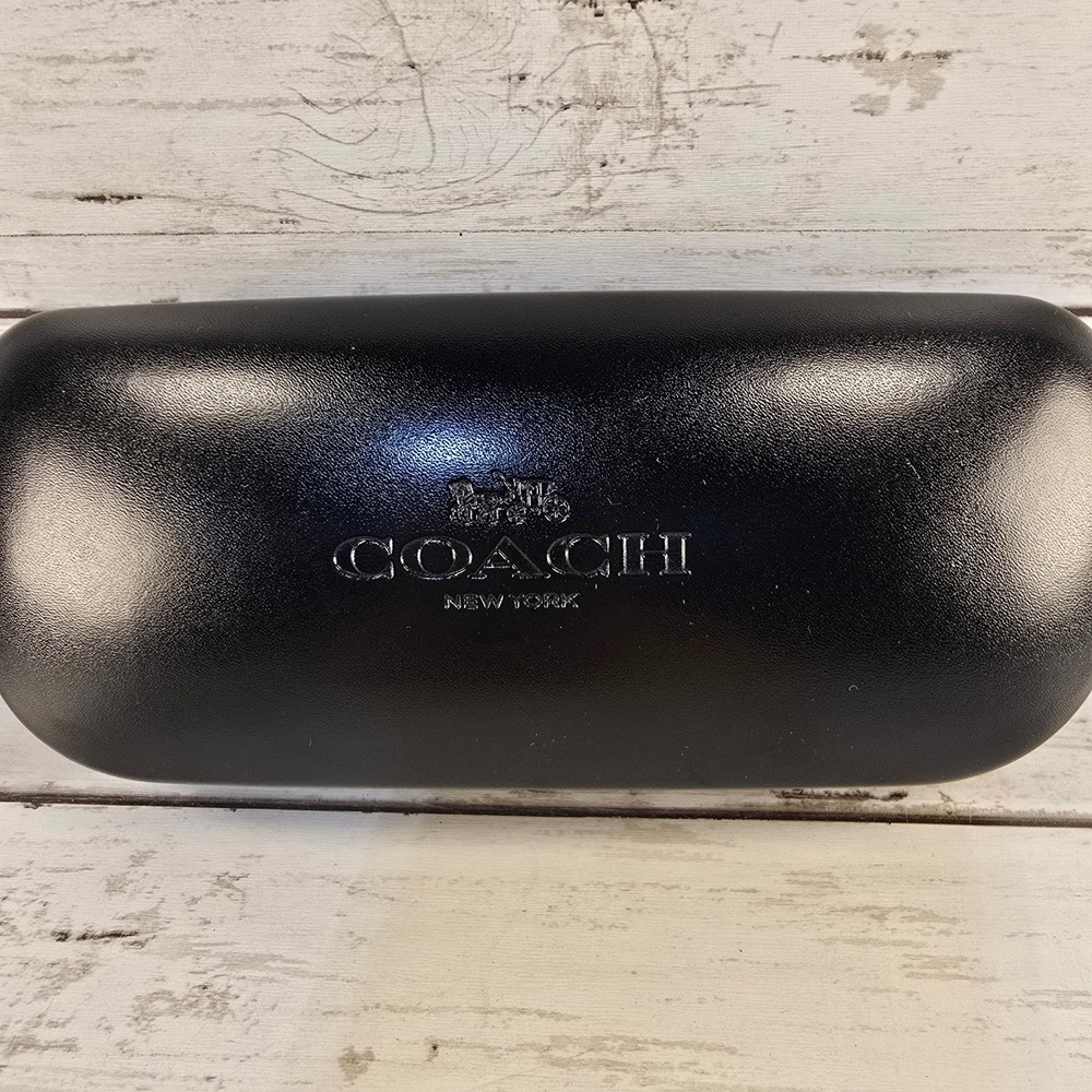 Coach Black Hard Shell Clamshell Eyeglass Sunglasses Case Embossed Logo‎